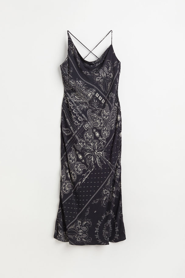 H&M Slip Dress Black/paisley-patterned