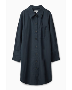 Relaxed-fit Midi Shirt Dress Navy