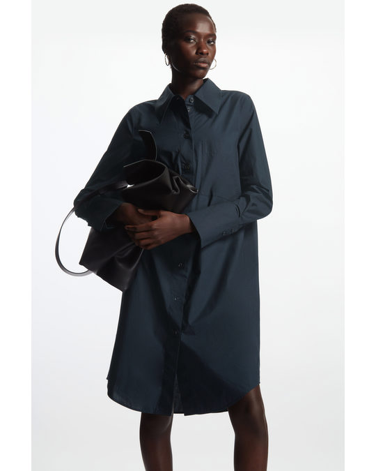 COS Relaxed-fit Midi Shirt Dress Navy