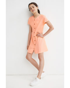 Button-front Dress Coral