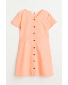 Button-front Dress Coral