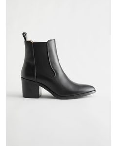 Heeled Leather Chelsea Boots Black