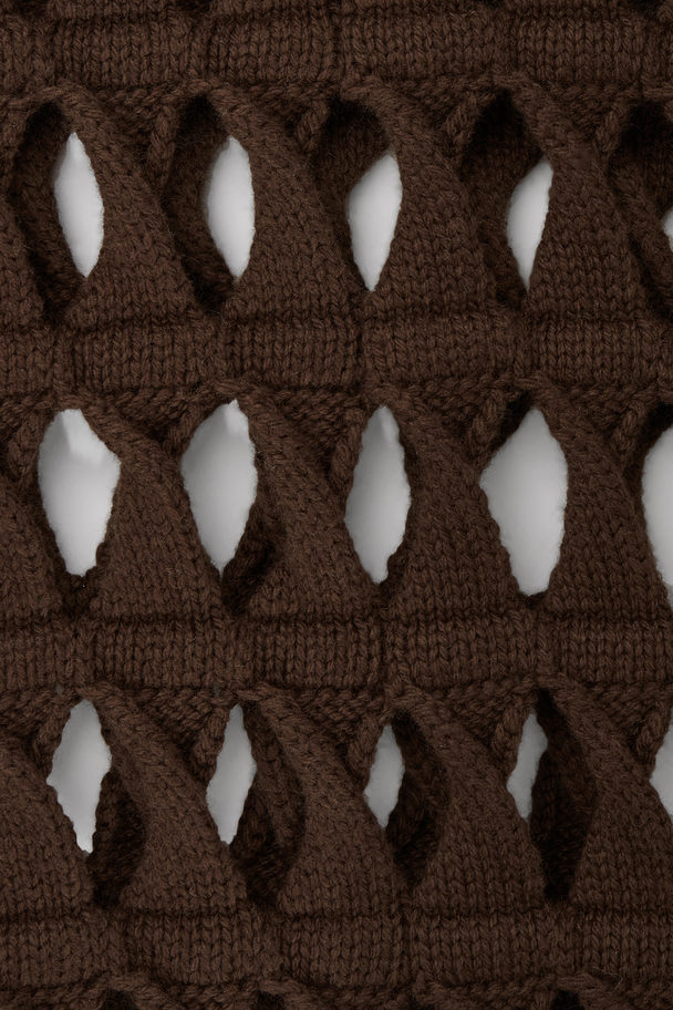 COS Open-knit Wool Jumper Dark Brown