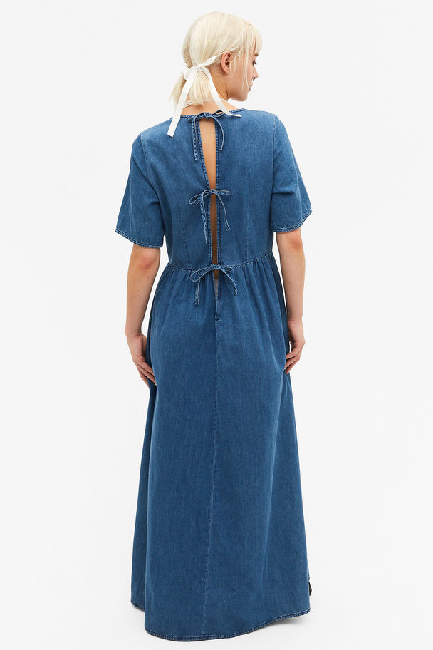 Monki Long Denim Dress Blue