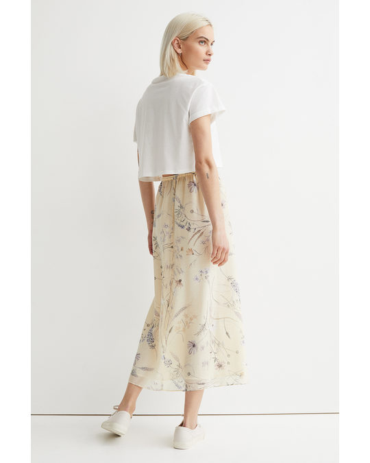 H&M Calf-length Skirt Cream/floral