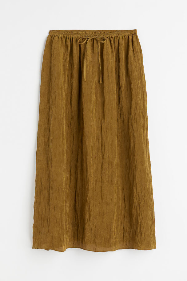 H&M Calf-length Skirt Olive Green