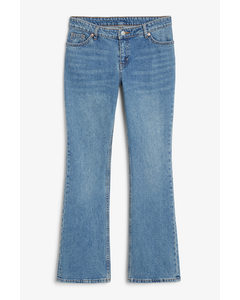 Wakumi Lowwaist-Jeans in Mittelblau mit Bootcut Blau