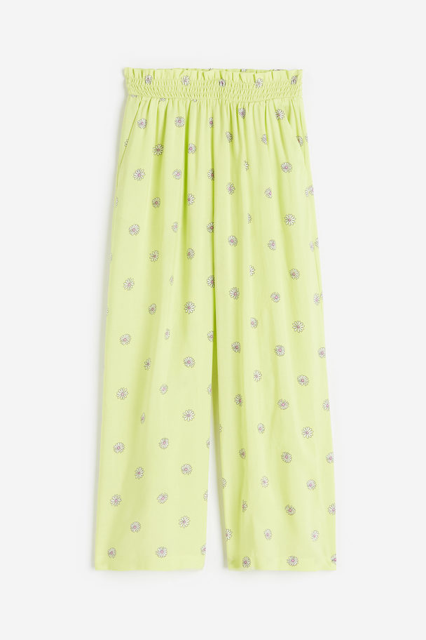 H&M Wide Trousers Yellow/floral