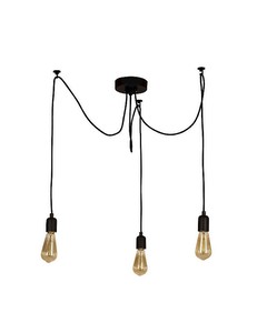 Homemania Wire Hängande Lampa - Ljuskrona - Taklampa - Svart I Metall, Elektrostatisk Färg, 180 X 180 X 93 Cm, 3 X E27, Max 60w