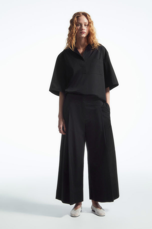 COS Elasticated Pleated Culottes Black