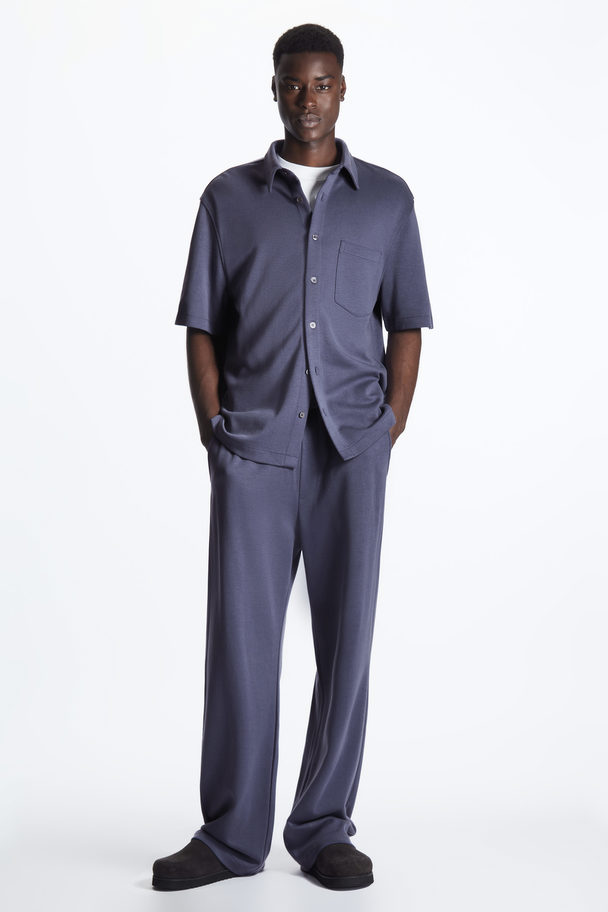 COS Relaxed-fit Straight-leg Trousers Washed Navy