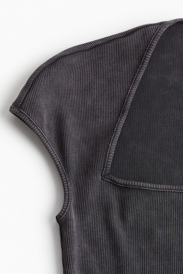 H&M Cap-sleeved Top Dark Grey/washed