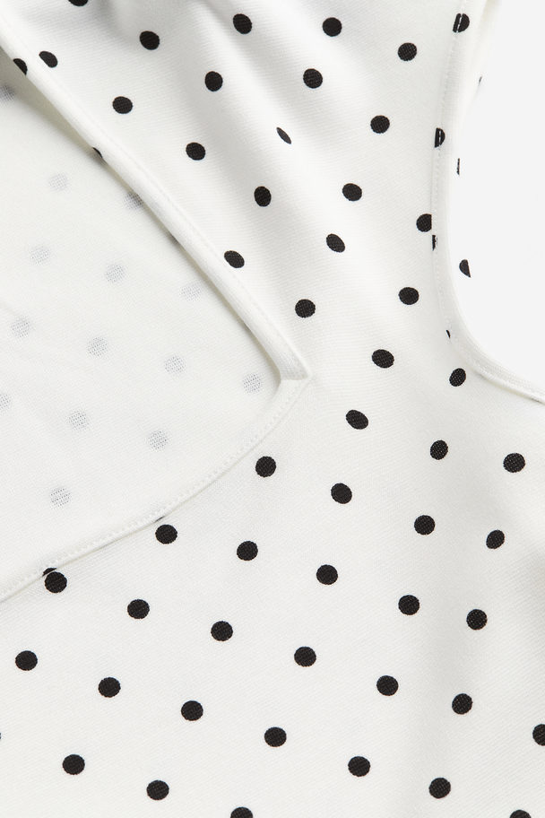 H&M Cap-sleeved Top White/spotted