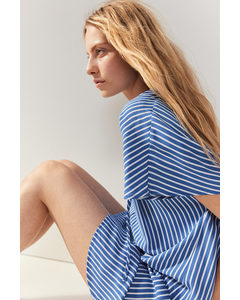Tie-detail Dress Blue/striped