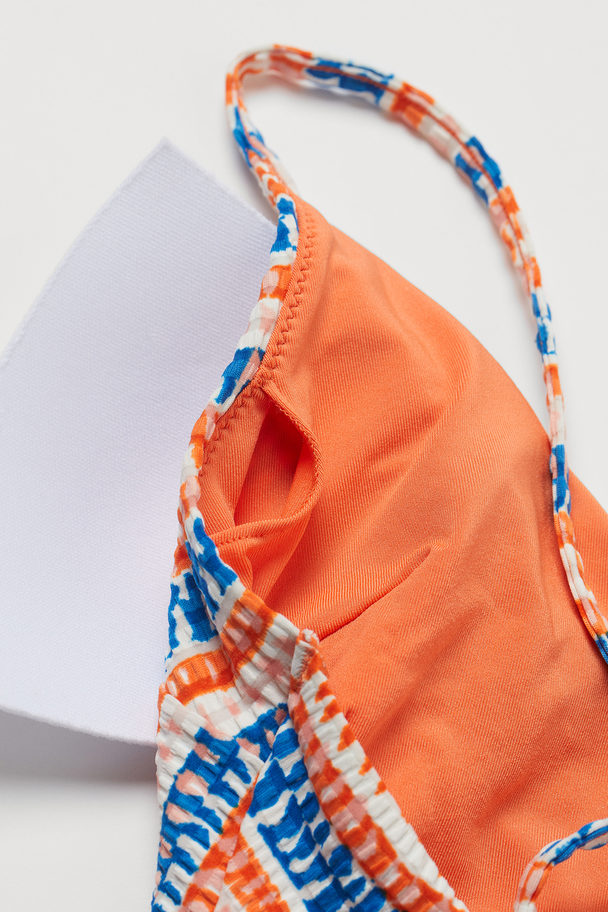 H&M Badeanzug mit wattierten Cups Orange/Blau gestreift