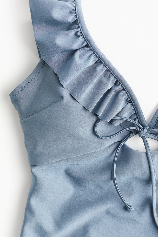 H&M Padded-cup Swimsuit Dusty Blue