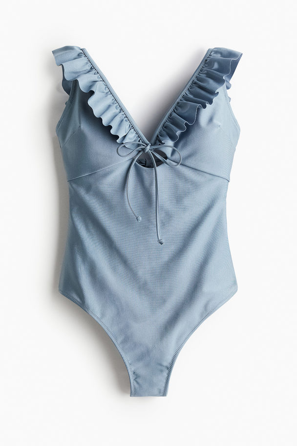 H&M Badpak Met Padded Cups Dusty Blauw