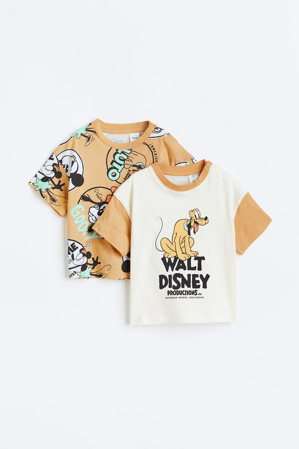 H&M 2er-Pack T-Shirts mit Print Orange/Disney