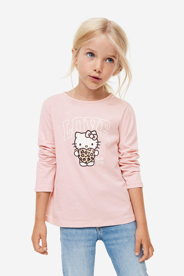 H&M 2-pack Long-sleeved Jersey Tops Light Pink/hello Kitty