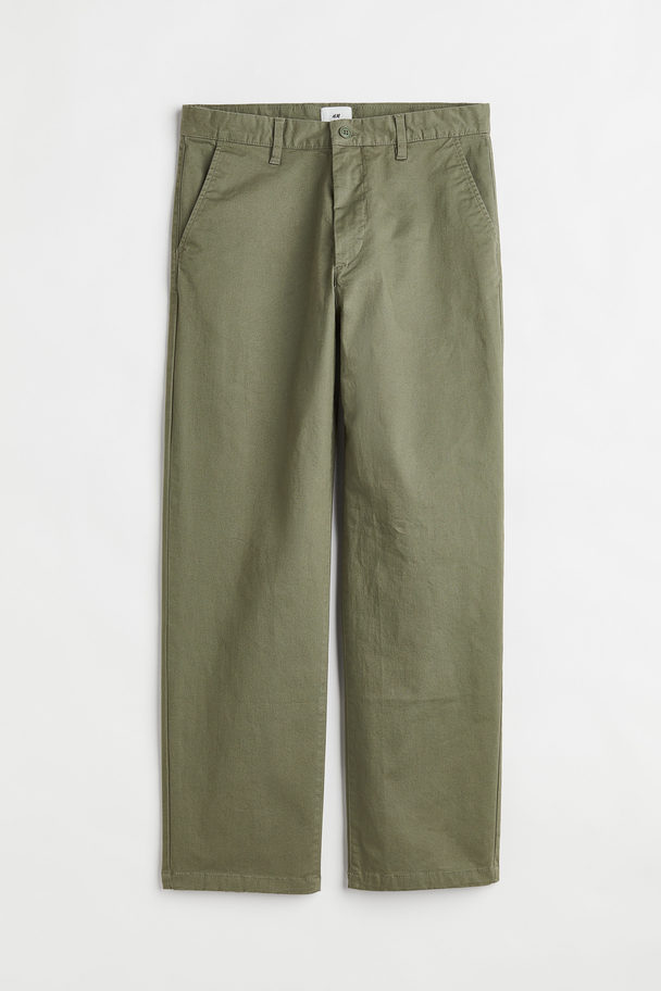 H&M Relaxed Fit Cotton Chinos Khaki Green