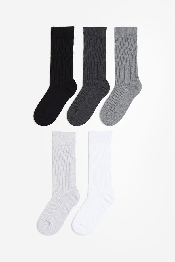 H&M 5 Paar Sokken Zwart/grijs/wit