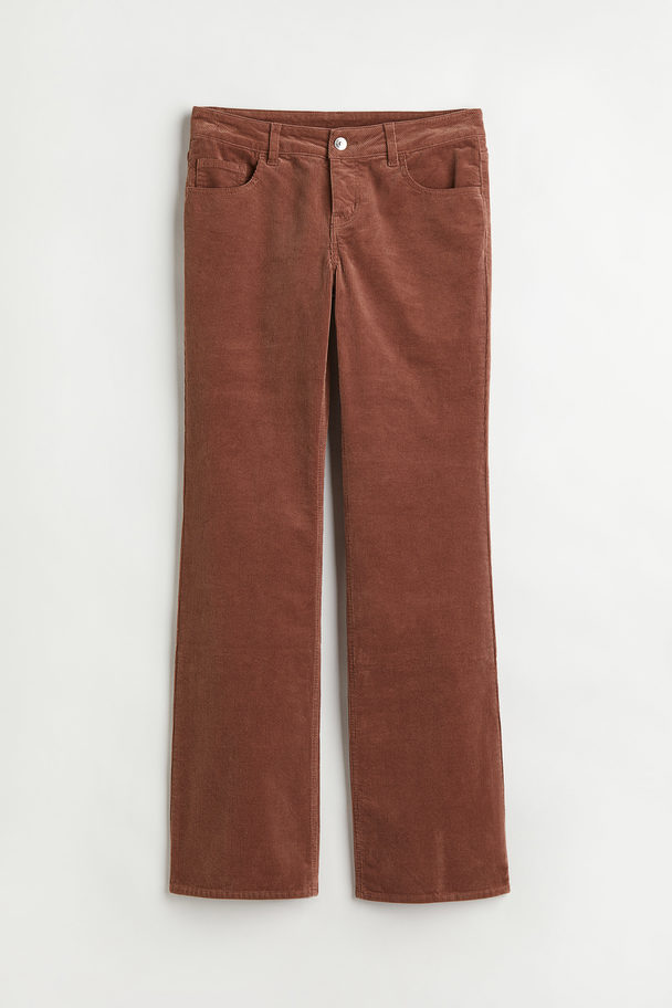 H&M Flared Corduroy Trousers Brown