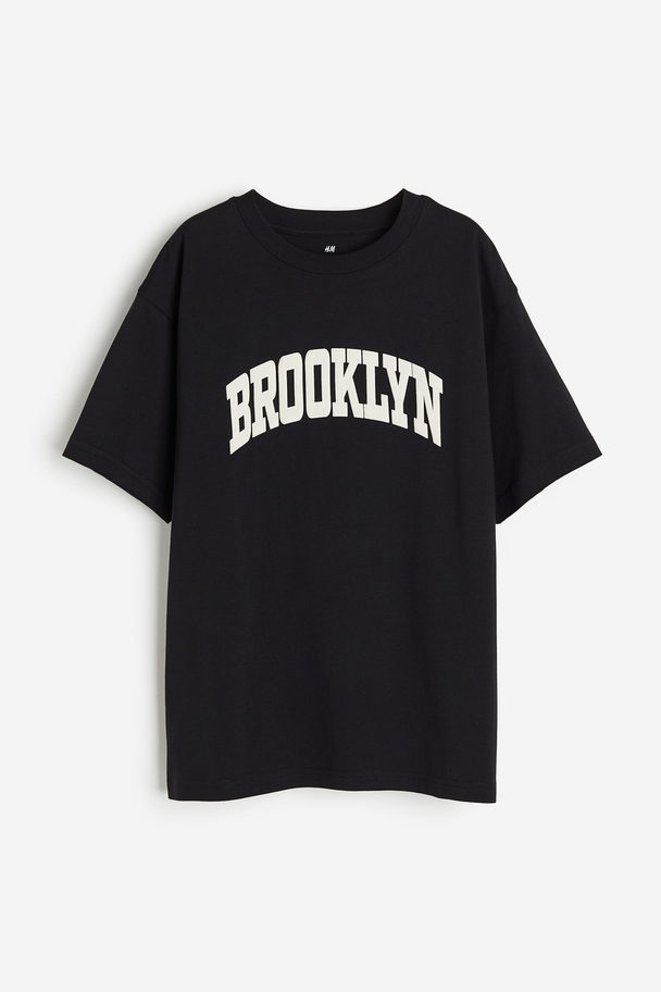 H&M T-shirt I Bomullstrikå Svart/brooklyn