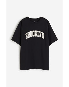 T-shirt I Bomullstrikå Svart/brooklyn