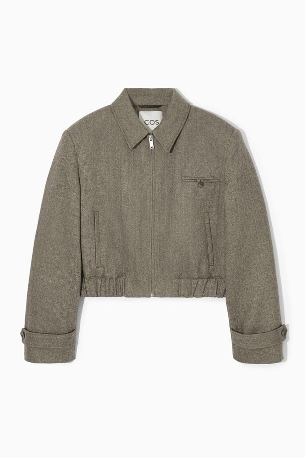COS Power-shoulder Wool-herringbone Jacket Light Brown