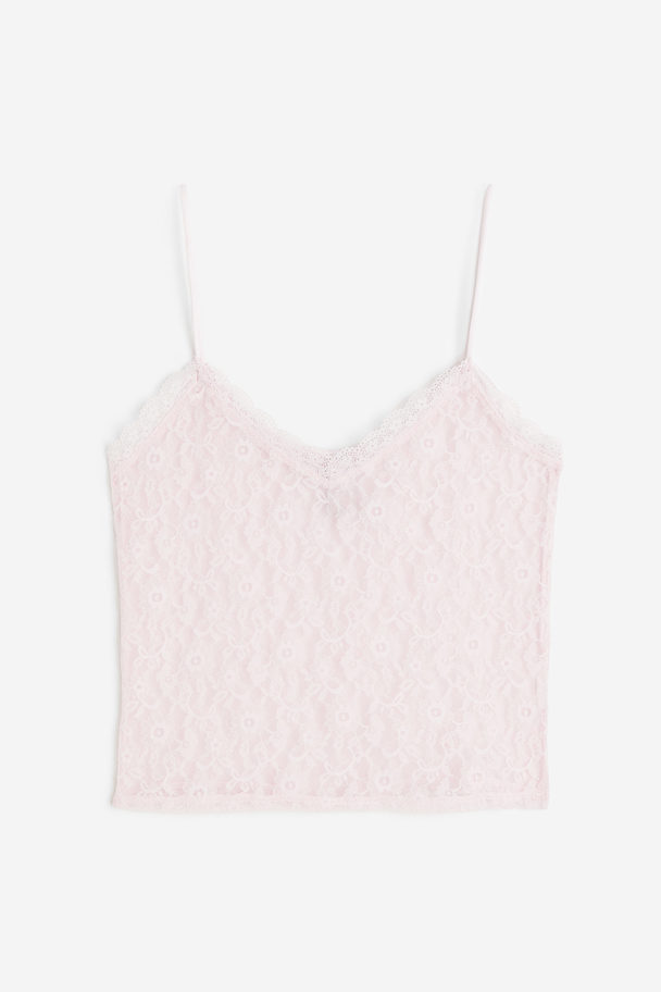 H&M Sheer Lace Strappy Top Light Pink