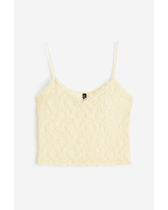 Sheer Lace Strappy Top Light Yellow