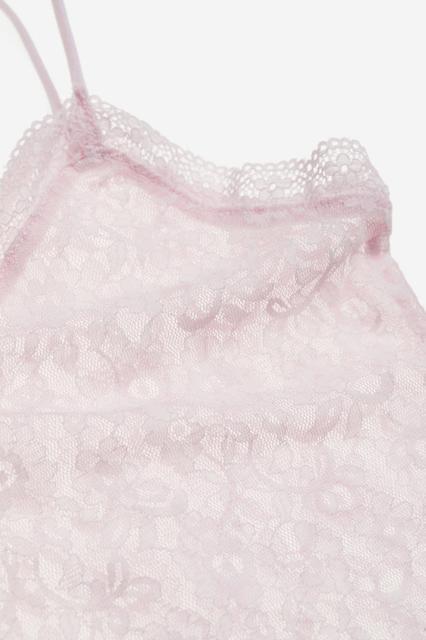 H&M Sheer Lace Strappy Top Light Pink