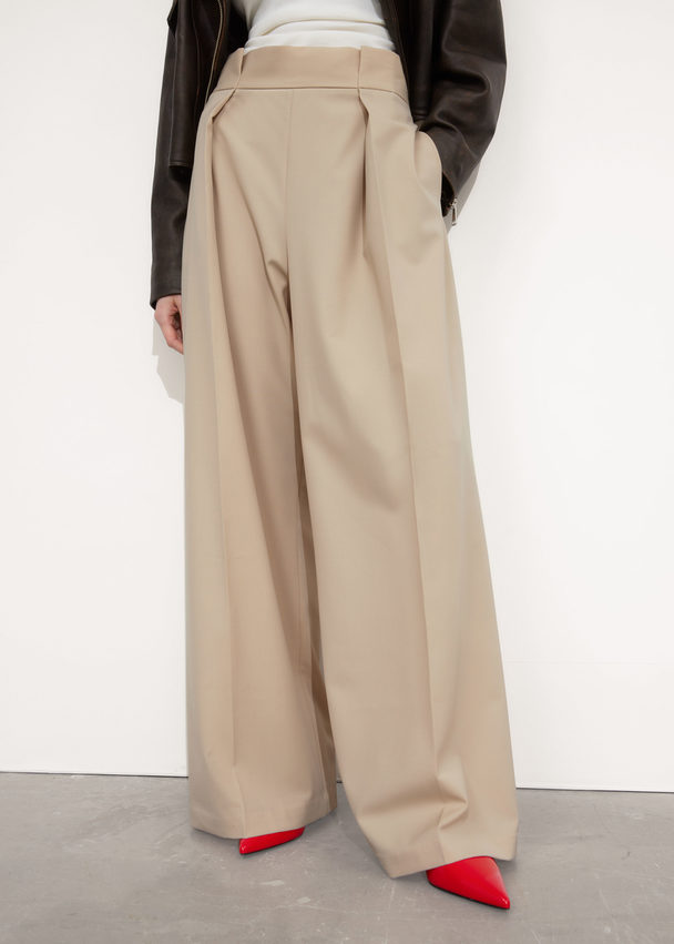 & Other Stories Wide Trousers Beige