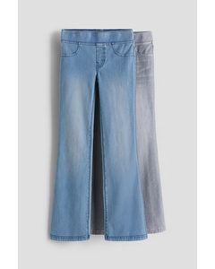 2-pack Flared Jersey Trousers Denim Blue/denim Grey