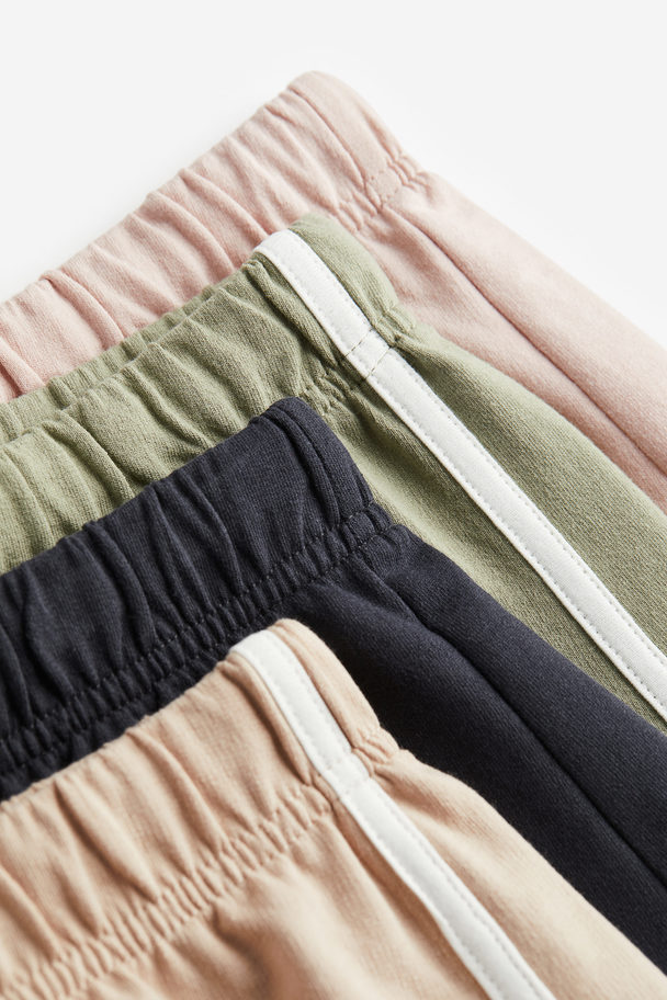H&M 4-pack Sweatshirt Shorts Light Khaki Green/dark Grey
