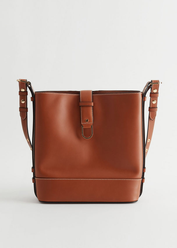 & Other Stories Soft Leather Bucket Bag Cognac