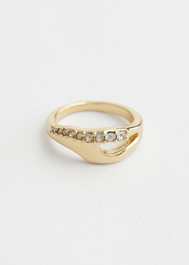 & Other Stories Rhinestone Studded Ring Gold