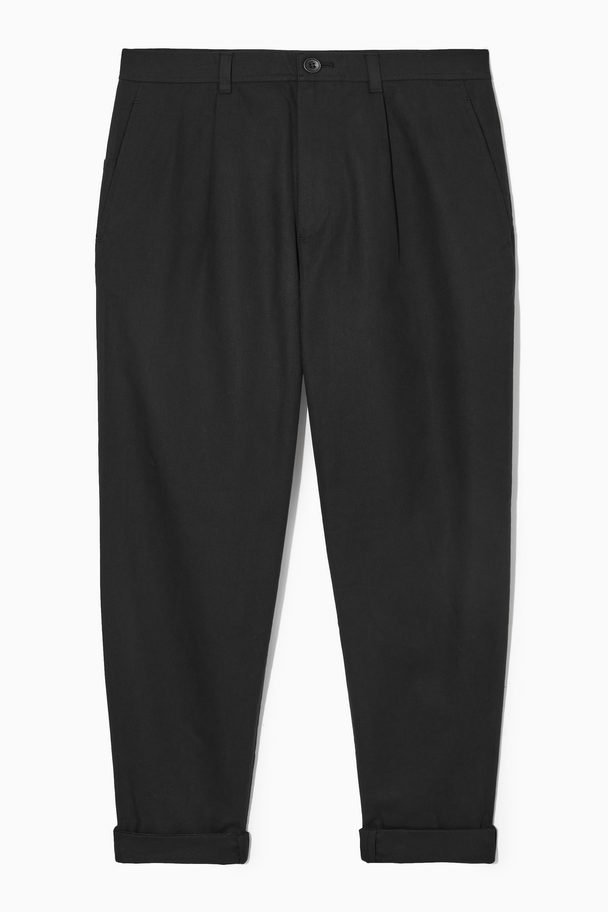 COS Tapered Pleated Twill Chinos Black