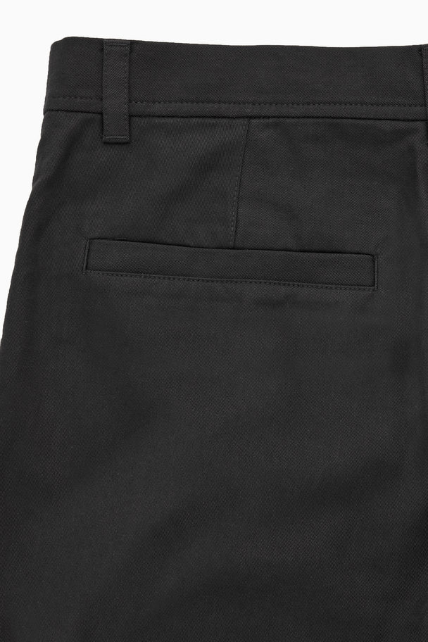 COS Tapered Pleated Twill Chinos Black