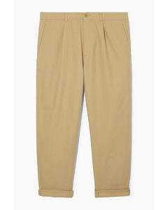 Tapered Pleated Twill Chinos Beige