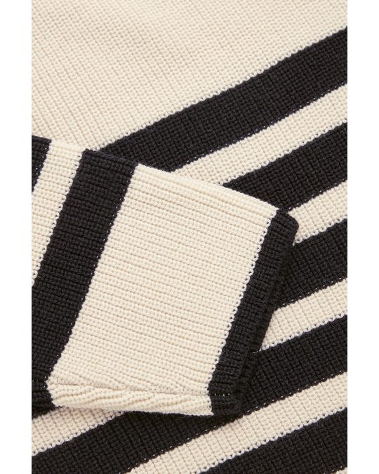 COS Striped Rollneck Jumper Off-white / Black