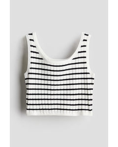 Rib-knit Vest Top White/black Striped