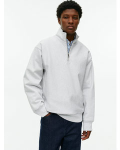 Heavyweight Half-zip Sweatshirt Light Grey Melange