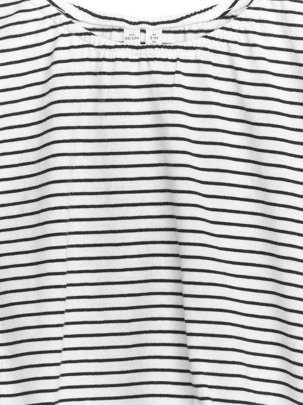 ARKET Voluminous Gathered Jersey Top Black/stripe