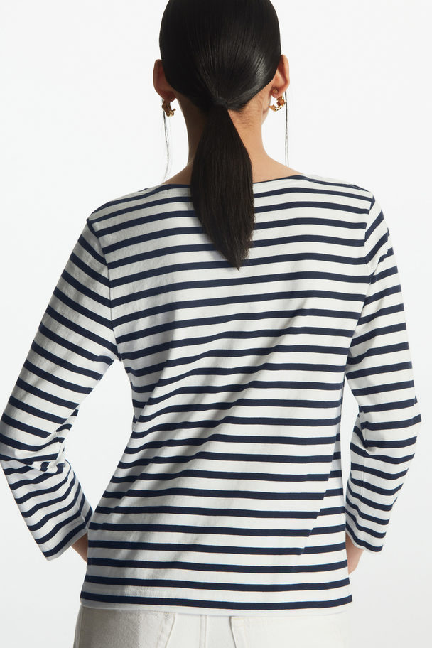 COS Boat Neck Top Navy / White
