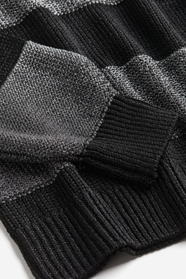 H&M Glittery-striped Jumper Black/dark Grey Striped
