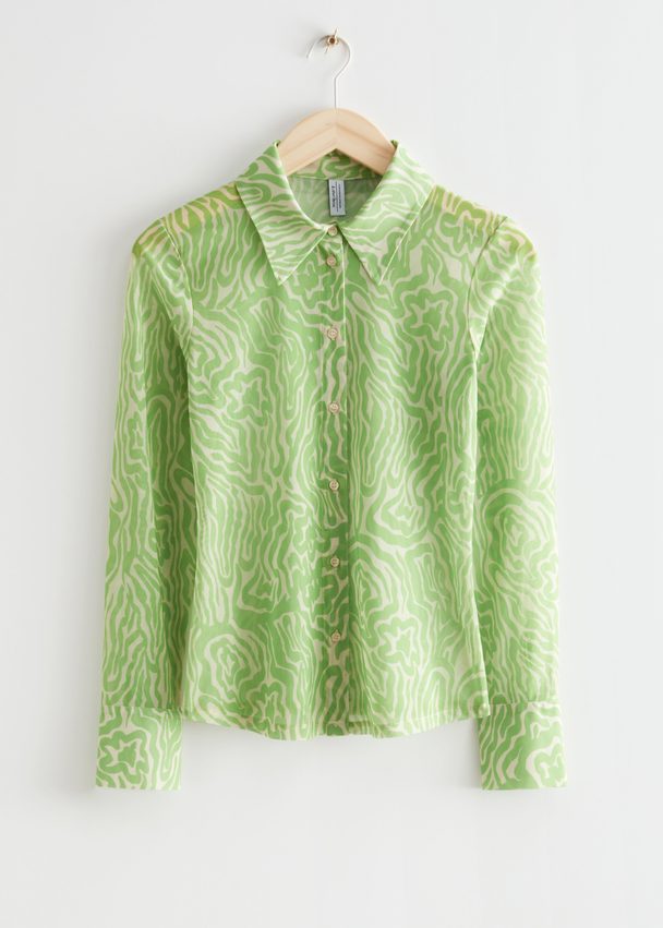 & Other Stories Fitted Print Shirt Green Print