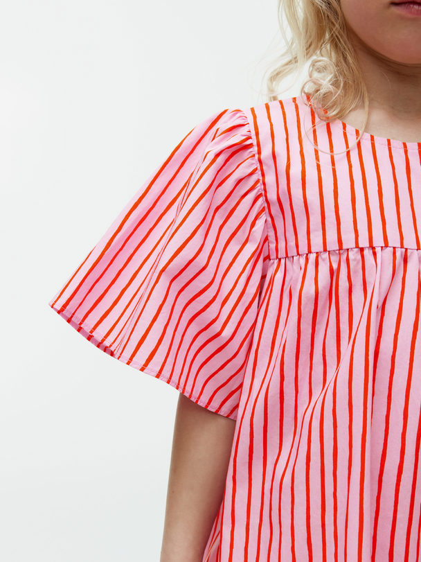 ARKET Midi-jurk Met Pofmouwen Roze/rood