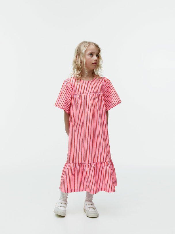 ARKET Midi-jurk Met Pofmouwen Roze/rood