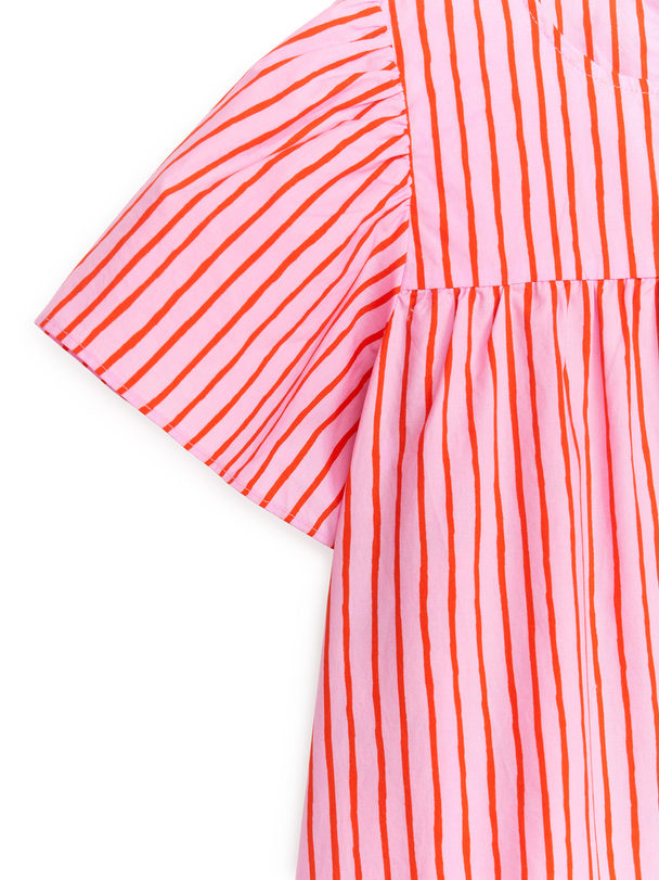 ARKET Midi-jurk Met Pofmouwen Roze/rood